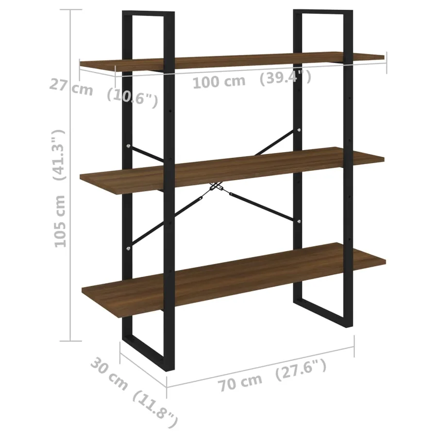 Bibliothèque Chêne marron 100x30x105 cm Bois d'ingénierie - 7