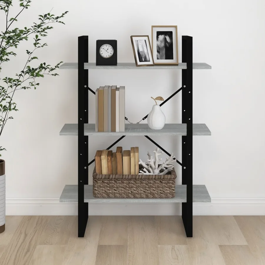 Bibliothèque Sonoma gris 80x30x105 cm Bois d'ingénierie - 3