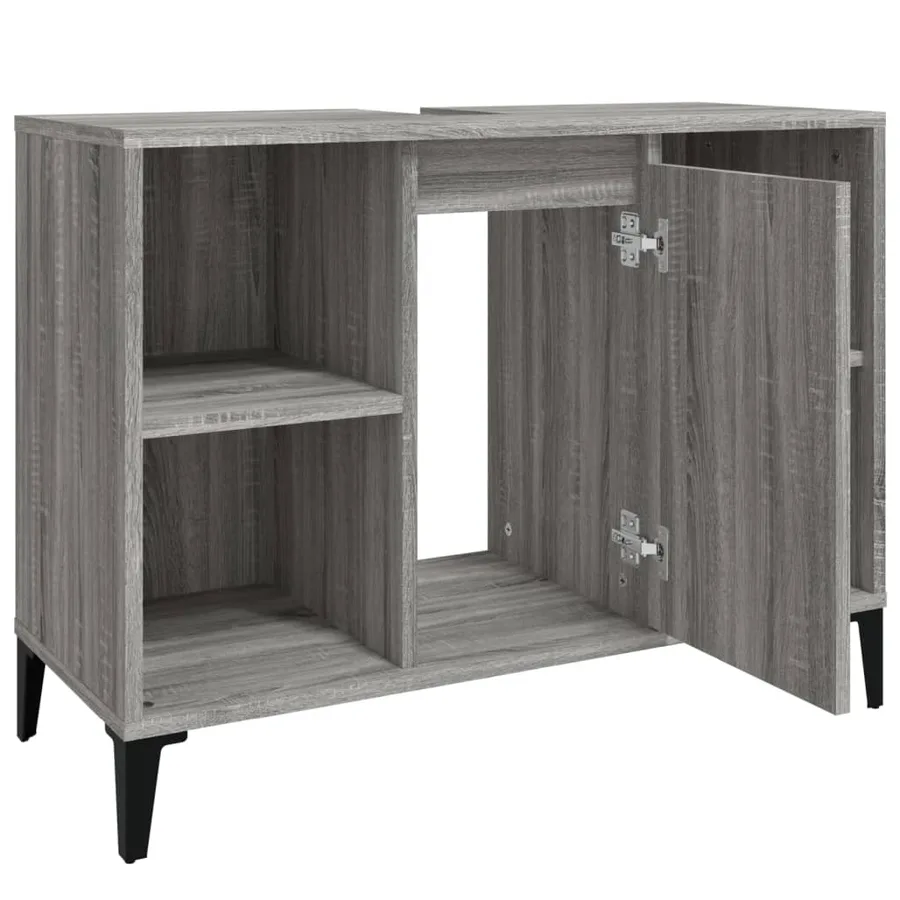 Meuble d'évier sonoma gris 80x33x60 cm bois d'ingénierie - 7