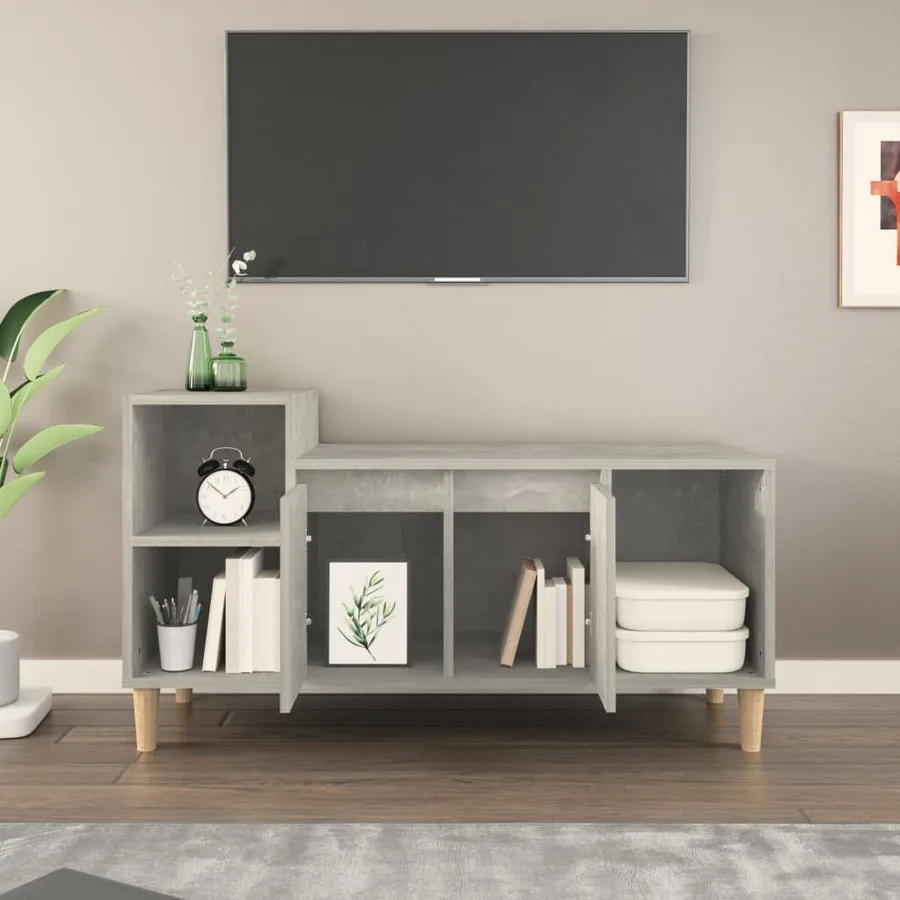 Meuble TV Gris béton 100x35x55 cm Bois d'ingénierie - 3