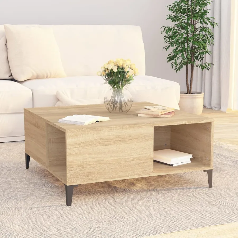 Table basse chêne sonoma 80x80x36,5 cm bois d'ingénierie - 3