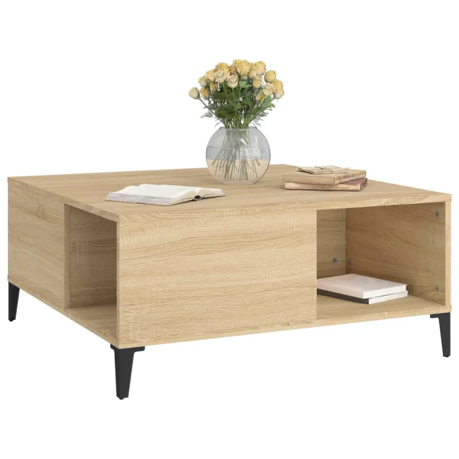 Table basse chêne sonoma 80x80x36,5 cm bois d'ingénierie - 4