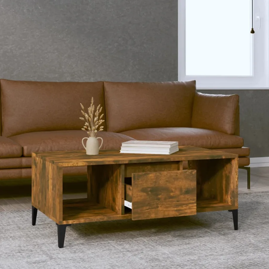 Table basse Chêne fumé 90x50x36,5 cm Bois d'ingénierie - 3