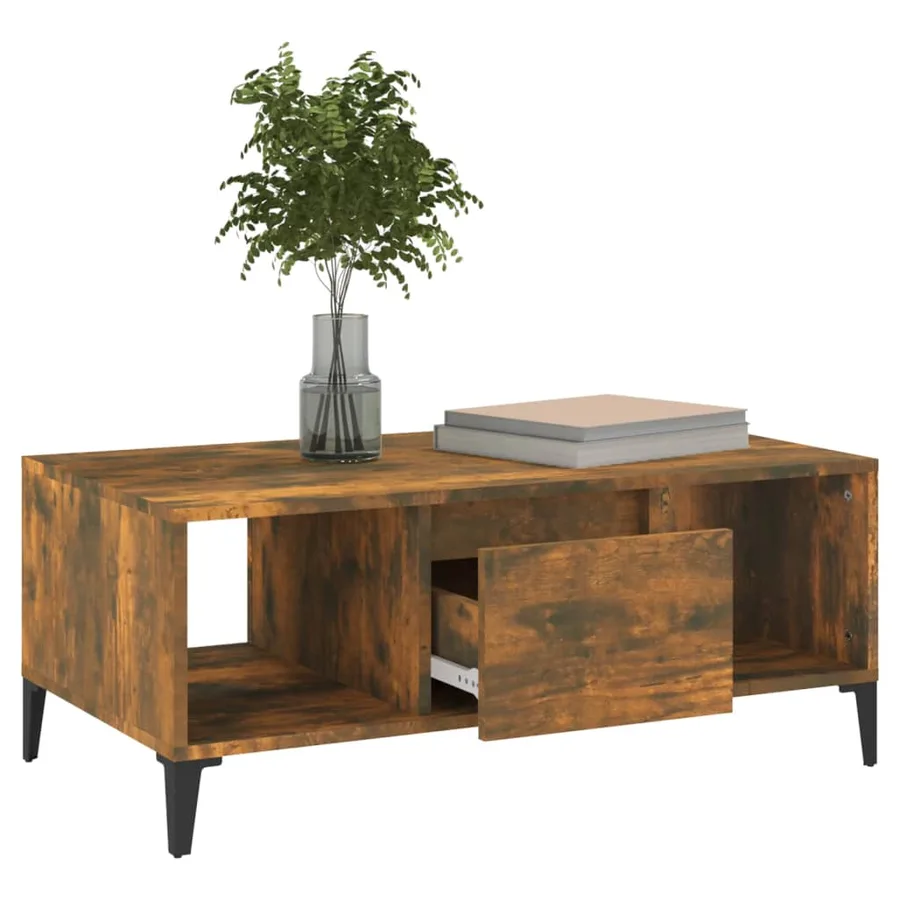 Table basse Chêne fumé 90x50x36,5 cm Bois d'ingénierie - 4
