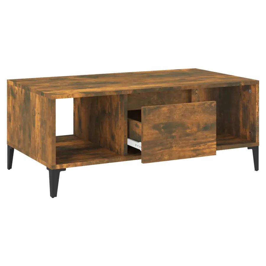Table basse Chêne fumé 90x50x36,5 cm Bois d'ingénierie - 6