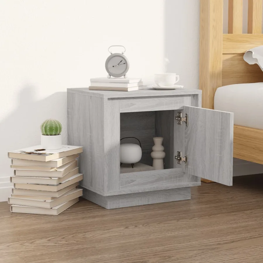 Table de chevet sonoma gris 44x35x45 cm bois d'ingénierie - 3