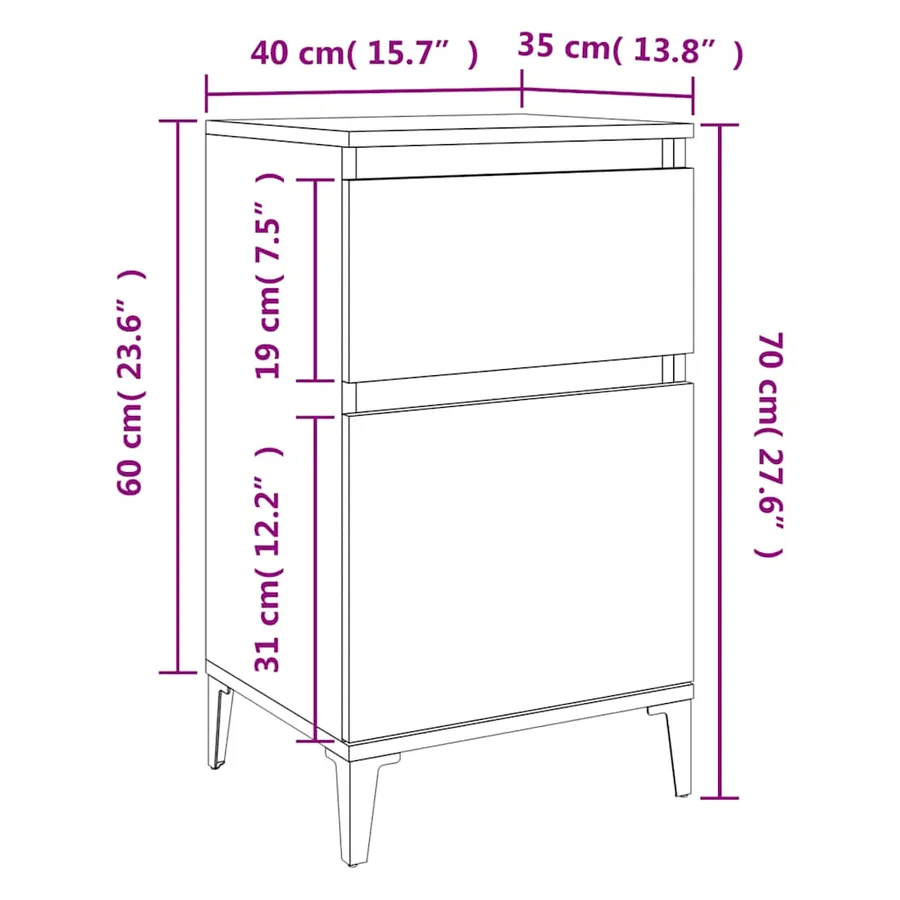 Table de chevet chêne fumé 40x35x70 cm - 11