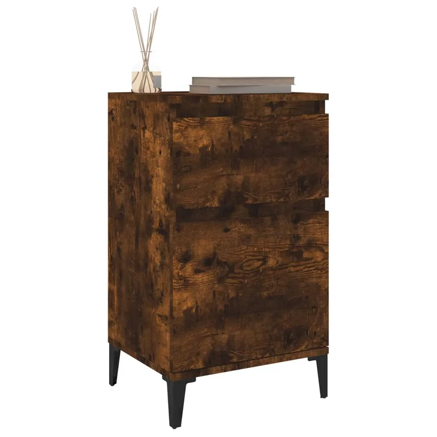 Table de chevet chêne fumé 40x35x70 cm - 4