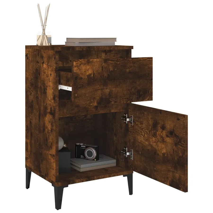 Table de chevet chêne fumé 40x35x70 cm - 5