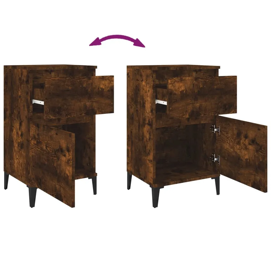 Table de chevet chêne fumé 40x35x70 cm - 9