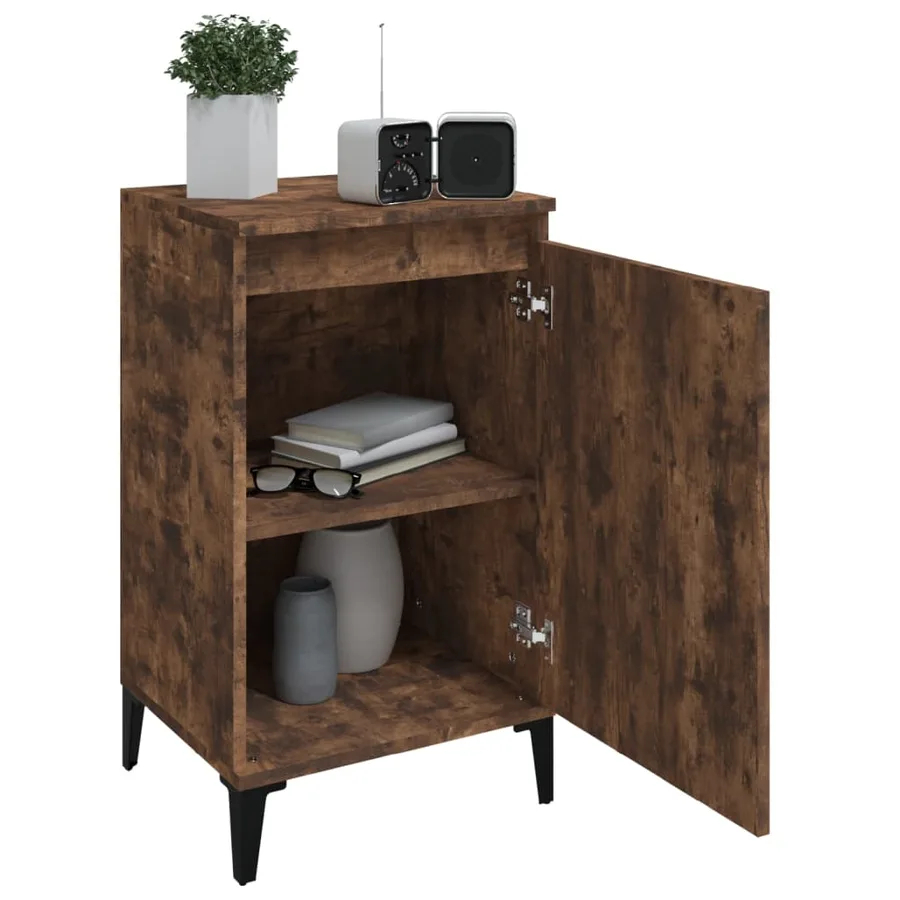 Table de chevet chêne fumé 40x35x70 cm bois d'ingénierie - 4
