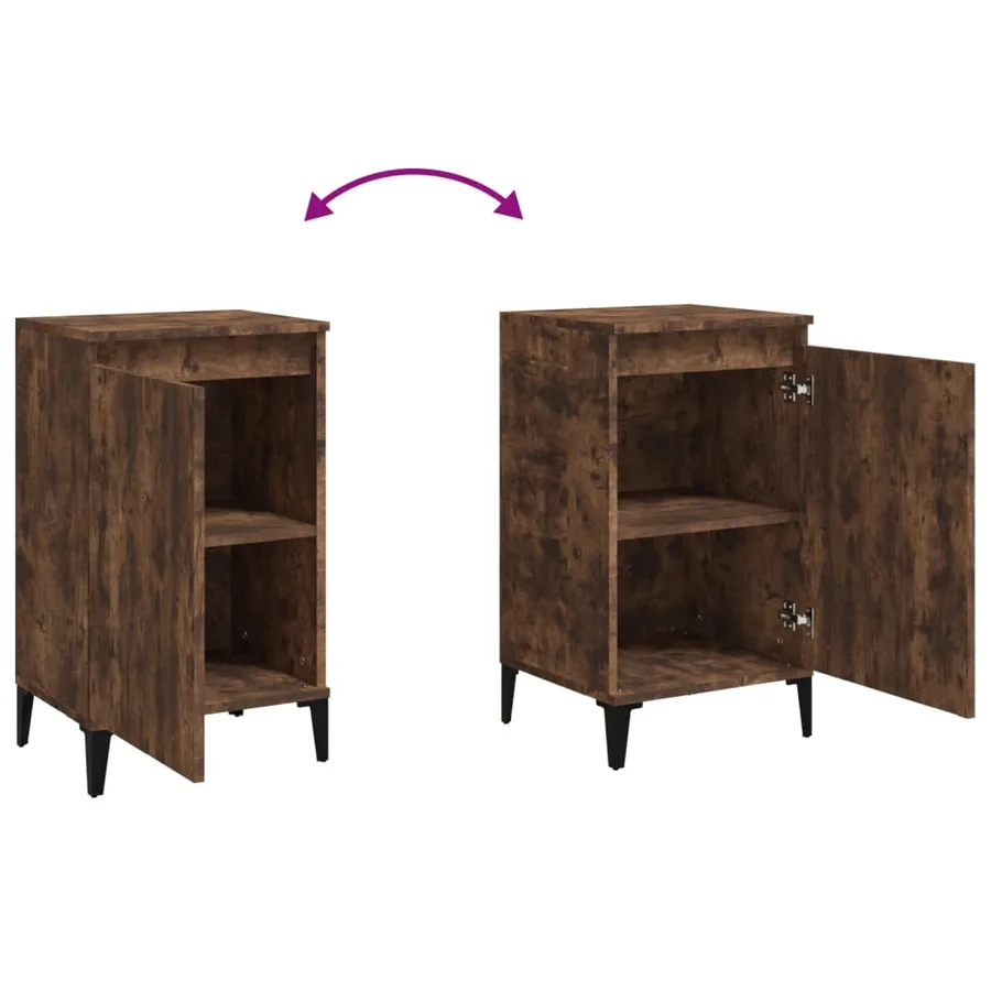 Table de chevet chêne fumé 40x35x70 cm bois d'ingénierie - 8
