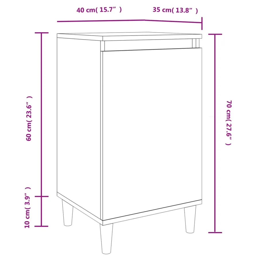 Table de chevet chêne marron 40x35x70 cm bois d'ingénierie - 10