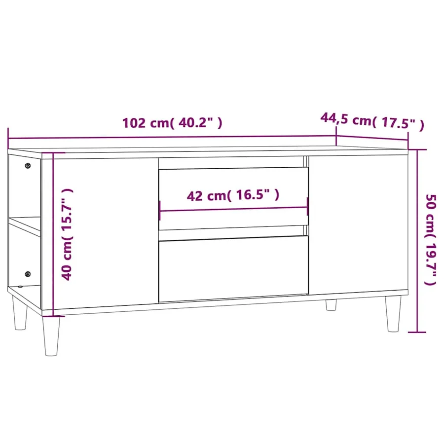 Meuble TV Gris béton 102x44,5x50 cm Bois d'ingénierie - 10