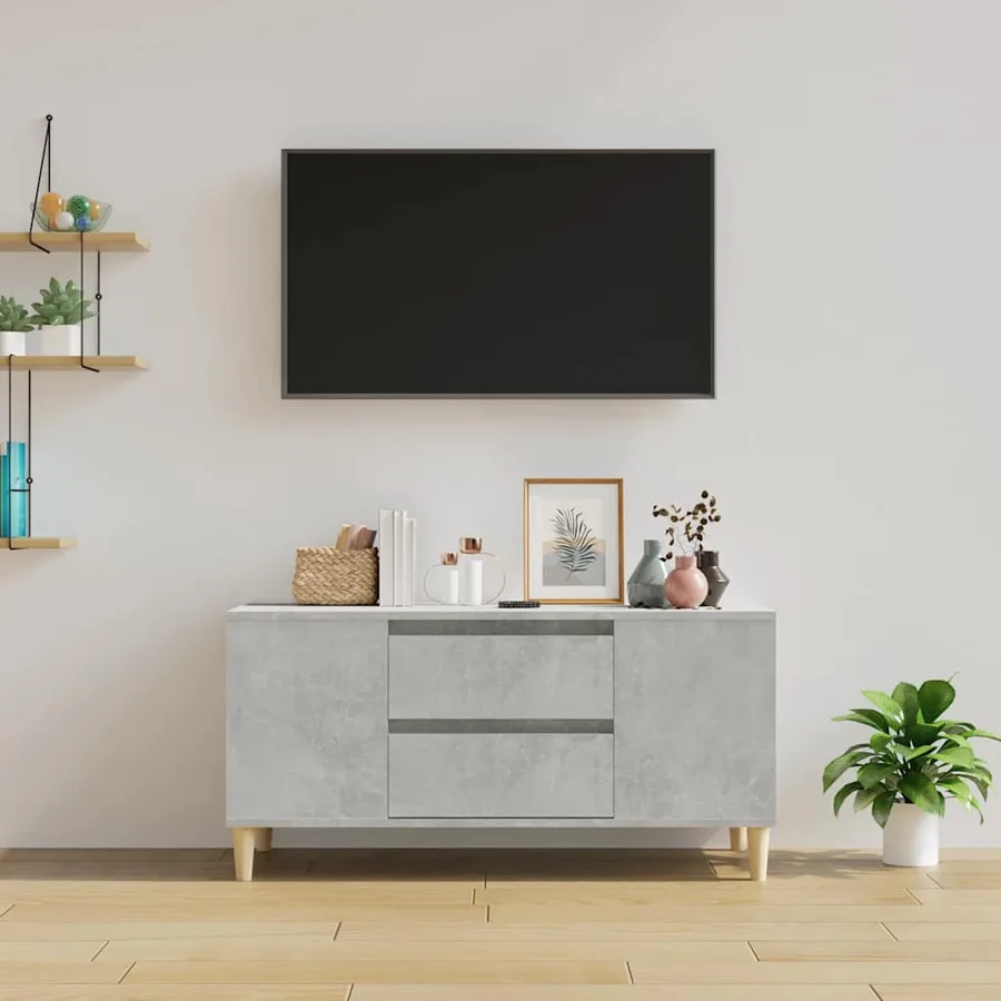 Meuble TV Gris béton 102x44,5x50 cm Bois d'ingénierie - 3