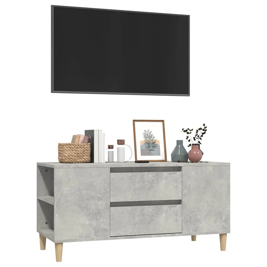 Meuble TV Gris béton 102x44,5x50 cm Bois d'ingénierie - 4