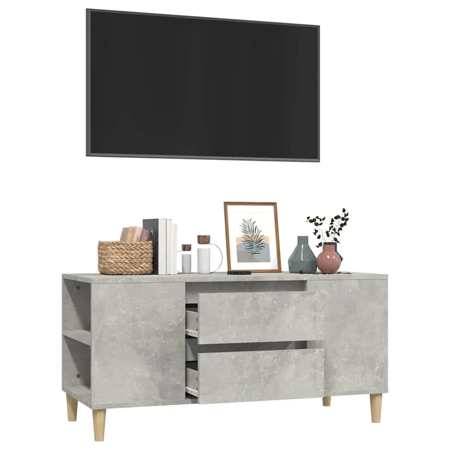 Meuble TV Gris béton 102x44,5x50 cm Bois d'ingénierie - 5