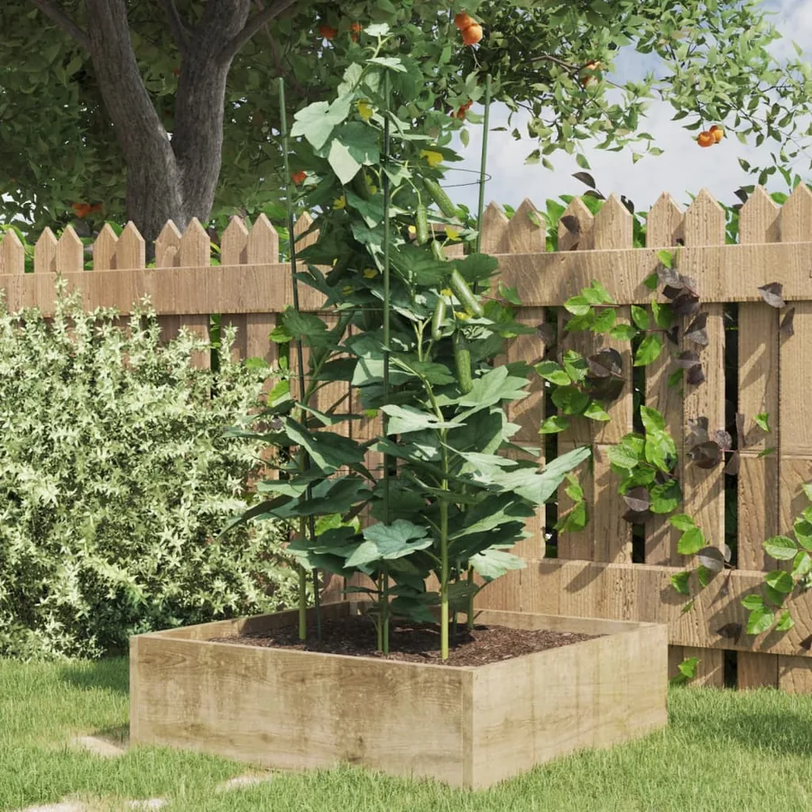 Supports pour plantes de jardin 3 anneaux 5pcs Vert 75 cm Acier