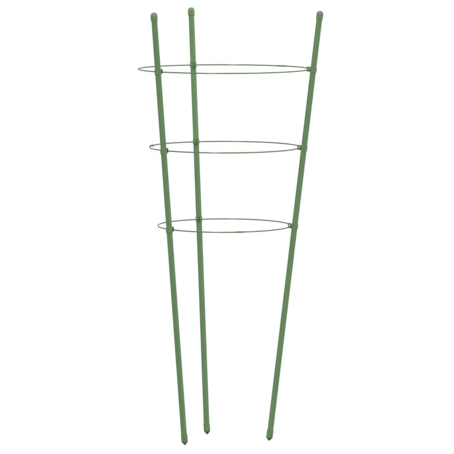 Supports pour plantes de jardin 3 anneaux 5pcs Vert 75 cm Acier - 4