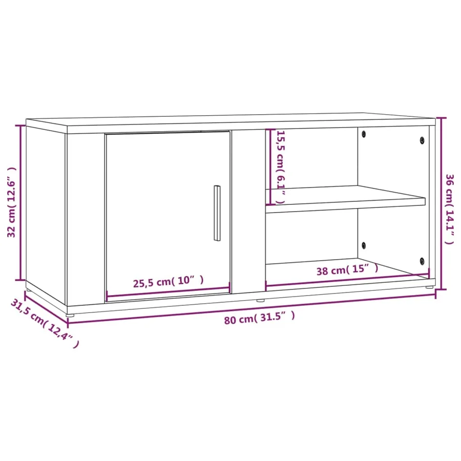 Meuble TV Sonoma gris 80x31,5x36 cm Bois d'ingénierie - 11