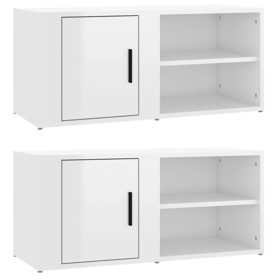Meubles TV 2 pcs Blanc brillant 80x31,5x36 cm Bois d'ingénierie - 2
