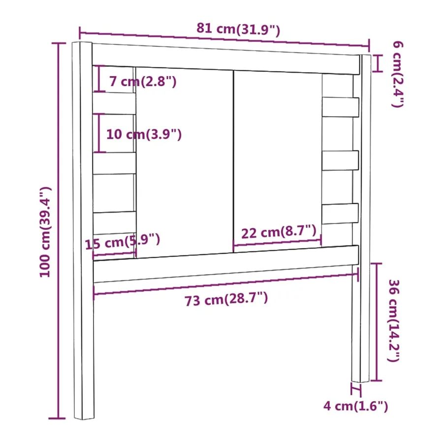 Tête de lit Marron miel 81x4x100 cm Bois massif de pin - 6