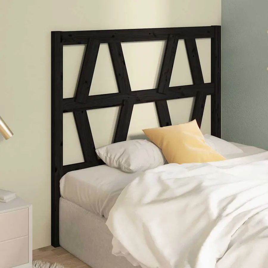 Tête de lit Noir 96x4x100 cm Bois massif de pin - 4