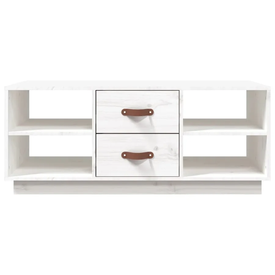 Table basse Blanc 100x50x41 cm Bois massif de pin - 5