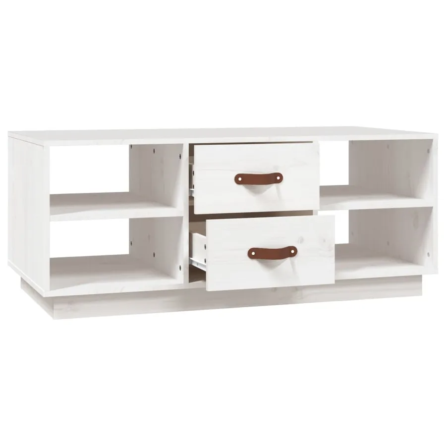 Table basse Blanc 100x50x41 cm Bois massif de pin - 6