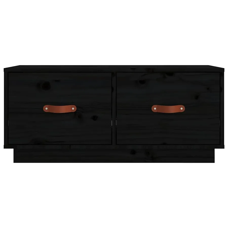 Meuble TV Noir 80x34x35 cm Bois de pin massif - 7