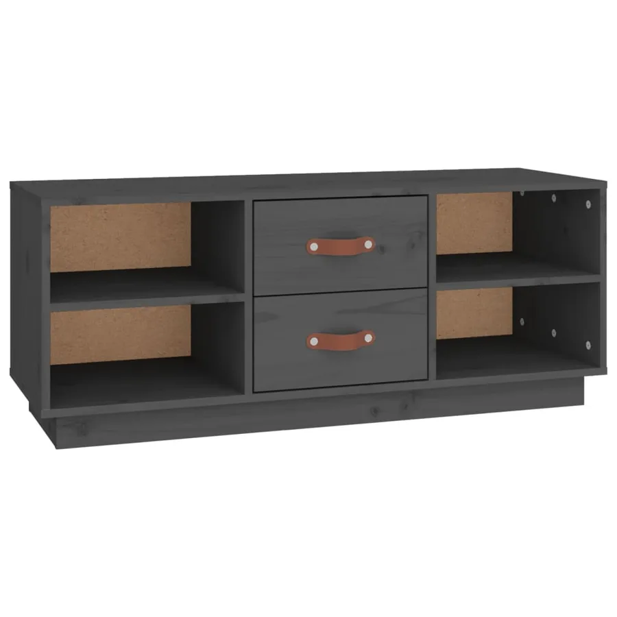 Meuble TV Gris 100x34x40 cm Bois de pin massif - 2