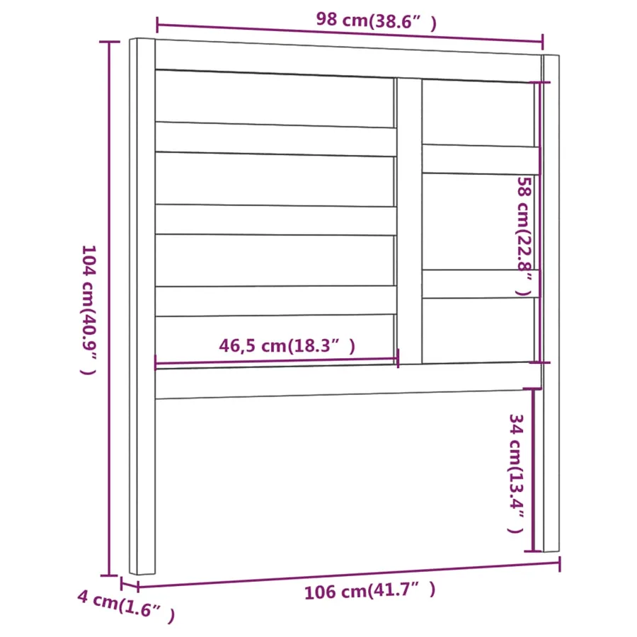 Tête de lit Marron miel 106x4x104 cm Bois massif de pin - 6