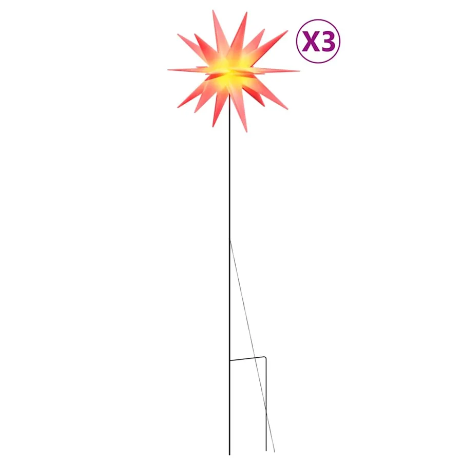 Lumières de Noël avec piquets 3 pcs LED pliable rouge 57 cm - 2