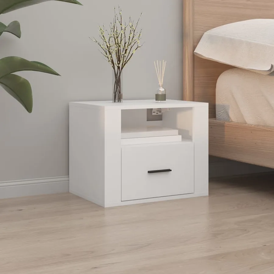 Table de chevet murale Blanc 50x36x40 cm