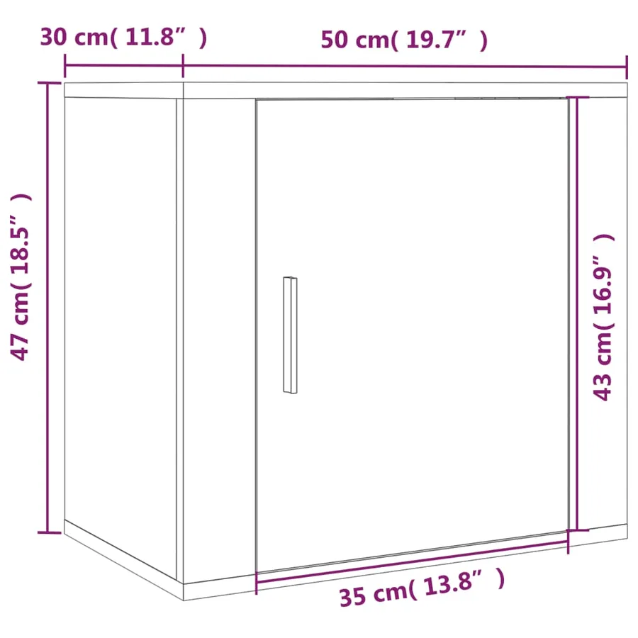 Table de chevet murale Blanc brillant 50x30x47 cm - 11