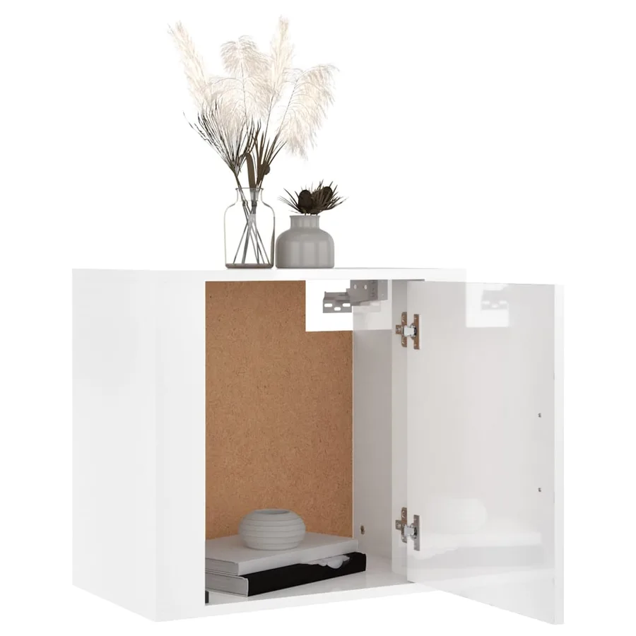 Table de chevet murale Blanc brillant 50x30x47 cm - 4