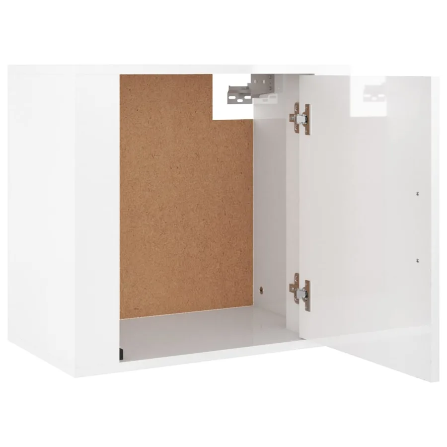 Table de chevet murale Blanc brillant 50x30x47 cm - 6