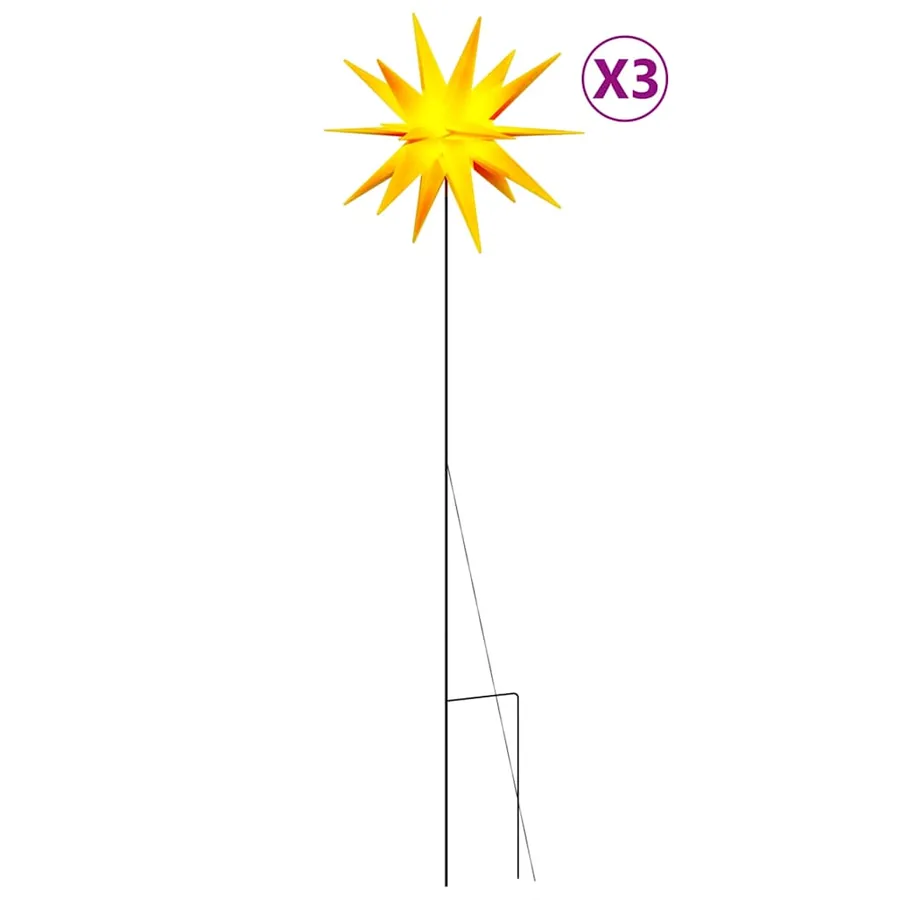 Lumières de Noël avec piquets 3 pcs LED pliable jaune 57 cm - 2