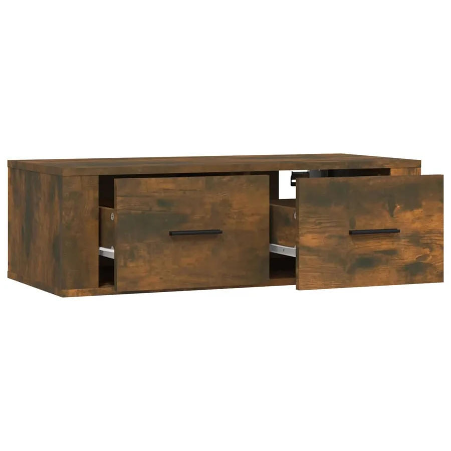 Armoire TV suspendue Chêne fumé 80x36x25 cm Bois d'ingénierie - 7