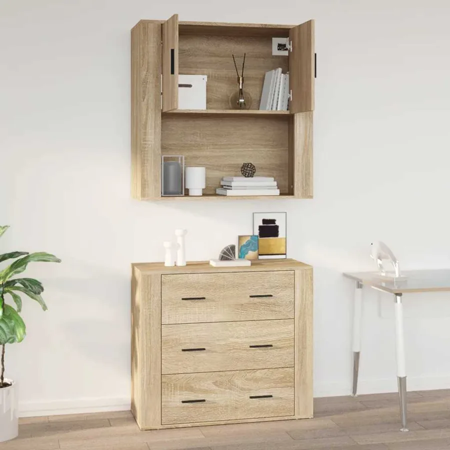 Armoire murale Chêne sonoma 80x33x80 cm Bois d'ingénierie - 9
