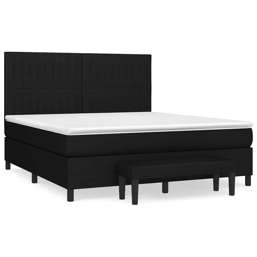 Sommier à lattes de lit avec matelas Noir 160x200 cm Tissu - 2