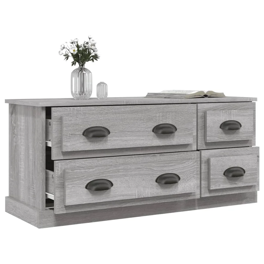 Meuble TV sonoma gris 100x35,5x45 cm bois d'ingénierie - 5