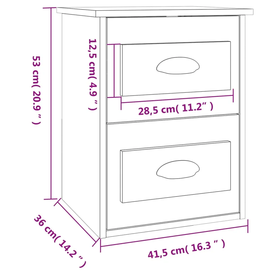 Table de chevet murale gris béton 41,5x36x53 cm - 11