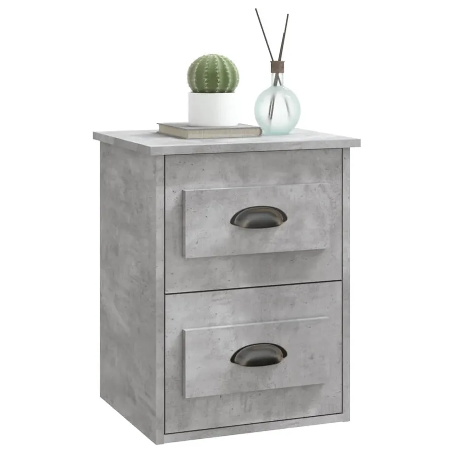Table de chevet murale gris béton 41,5x36x53 cm - 4