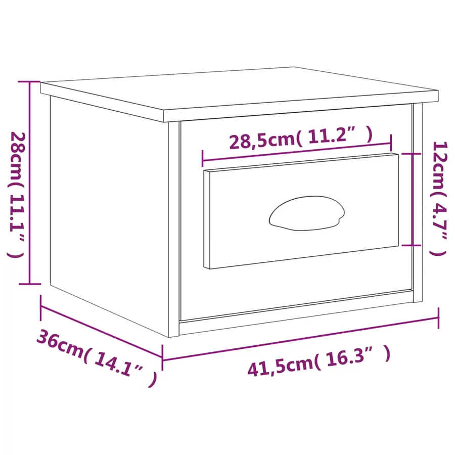 Table de chevet murale chêne marron 41,5x36x28 cm - 10
