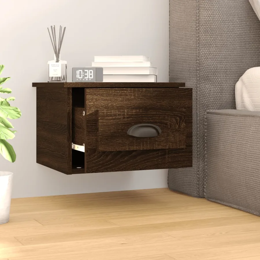 Table de chevet murale chêne marron 41,5x36x28 cm - 3