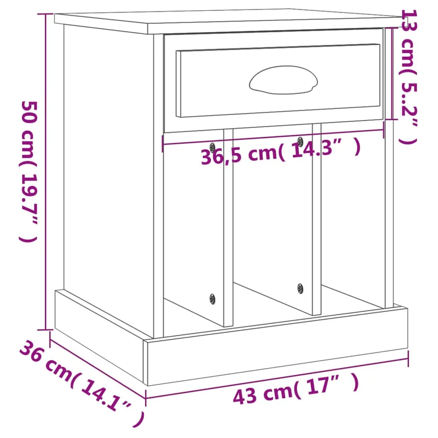 Table de chevet gris béton 43x36x50 cm - 10
