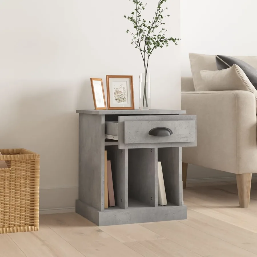 Table de chevet gris béton 43x36x50 cm - 3
