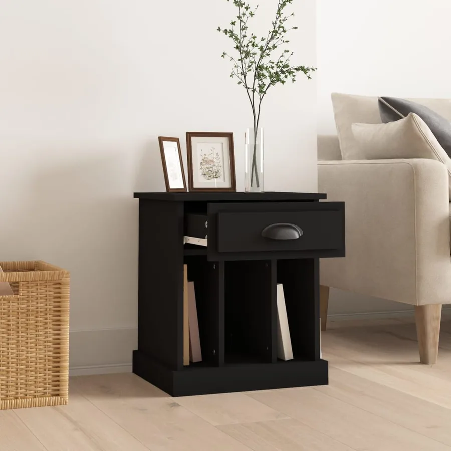 Table de chevet noir 43x36x50 cm - 3