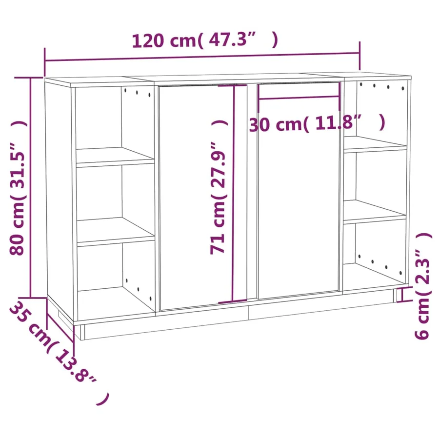 Buffet Marron miel 120x35x80 cm Bois massif de pin - 10